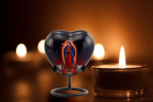 Our Lady of Guadalupe Szív Emlék Urna, Urna, Hamu Tárolására Vallási Token Urnát a Hamvakkal, Lelki Megosztási Urna, kézzel