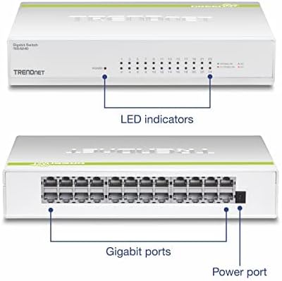 TRENDnet 24-Port Gigabit GREENnet Switch, QoS, 48 gb / s-os Kapcsolási Szövet, ventilátor nélküli, Plug & Play, Félig & Full