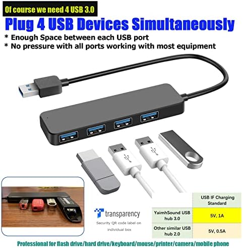 4-Port USB 3.0 Hub, T-Hang, USB Elosztó Laptop, Ps4 Billentyűzet-Egér Adapter, Dell, Asus, HP, MacBook Air, Surface Pro,