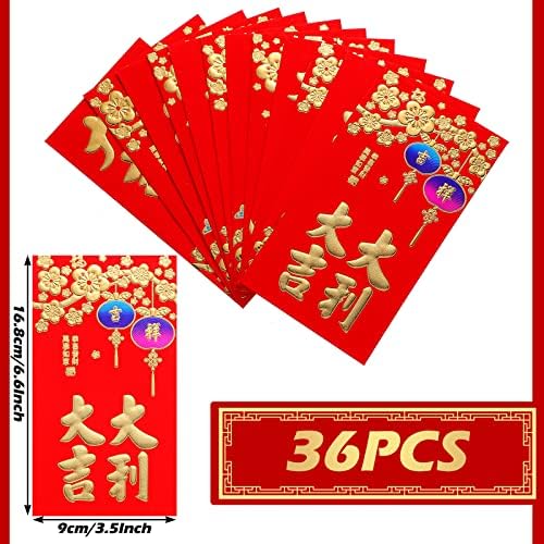 36 Darab 2023 Vörös Borítékok Nyuszi Évben Szerencsés Pénzt Zsebre Kínai Elemek Piros Csomag Új Év Hong Bao, 6 Stílusok,