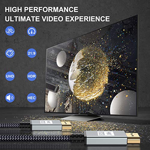 HDMI Kábel 3.3 ft [4K@60Hz, 1080P@144 hz], sweguard 4K 2.0 HDMI Kábel Nagy Sebességű 18Gbps Aranyozott Fonott Nylon Támogatja