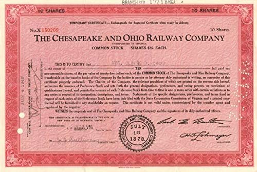 Chesapeake-Ohio Vasúti Zrt. - Raktáron Bizonyítvány