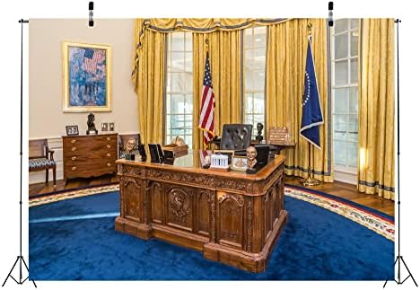 Loccor 7x5ft Szövet Elnök Office Fotózás Hátteret Táblázat a Fehér Ház Ovális Irodájában Háttér Szülinapi Dekoráció USA Elnöki
