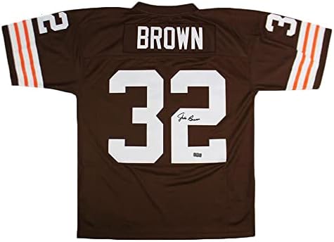Jim Brown Aláírt Cleveland Browns Mitchell pedig Ness Barna Hosszú Ujjú NFL Jersey - Dedikált NFL Mezeket