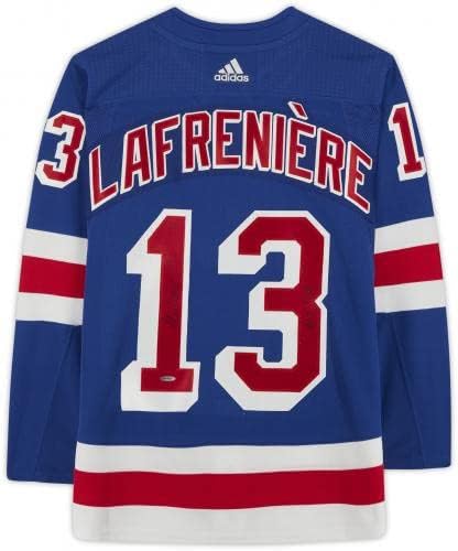 Alexis Lafreniere New York Rangers Dedikált Adidas Kék Hiteles Jersey 1 Pick Felirat, - Felső szint - Dedikált NHL-Mezek