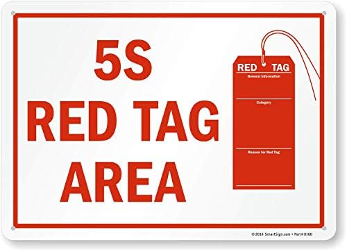 SmartSign 5S Piros Címke Terület Tábla | 10 x 14 Műanyag,S-6116-PL-14