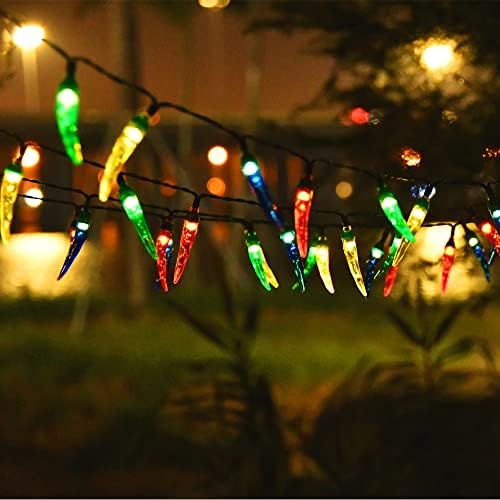 NA Chili Paprika Napelemes LED String Lámpák Kültéri, 23ft Bors Solar Kültéri String Fények, Karácsonyi Díszek - 50LEDs Chili