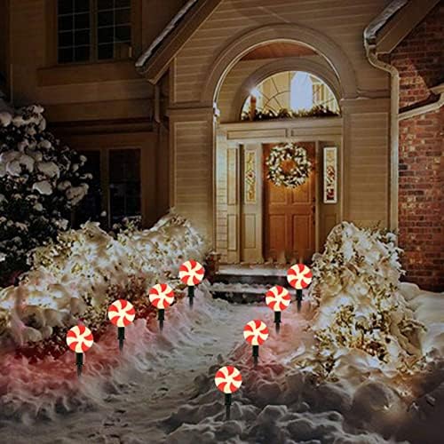 Karácsonyi Lollipop Út Lámpák Kültéri, 7 láb Karácsonyi Udvaron Tét Lámpák 4 Candy Felhajtón Fények C9 LED Karácsonyi Édesség