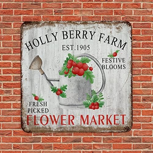 Holly Berry Farm Virágok Piaci Vintage Fém Tábla Fém Művészi Nyomatok Jel Emléktábla Dekoratív Otthon Fal Alá Emléktábla
