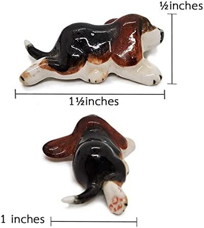 WitnyStore 1.5 Kis Beagle Kutya Kerámia Mini Puppy Figura Pet Porcelán Babaház Állatok Replika Fazekas Gyűjthető Dekoráció