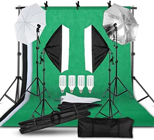 WETYG Fotózás Világítás Készlet 2x3M Fotó Háttér Puha Esernyő Softbox Könnyű Állvány Hordozható Táska, Fotó Stúdió, Lő