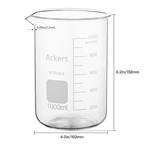 Ackers Boro3.3,Griffin Alacsony Formában Tudományos Üveg Főzőpohár Set-25ml,50ml,100ml,200ml,250ml,400ml,500,1000 mL (Csomag