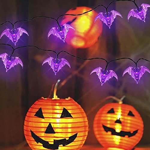 kalynmart 30 LED 16 FT Lila Denevér Halloween String Fény, elemes, Időzítő Vízálló, Beltéri & Kültéri Kísérteties Fény a