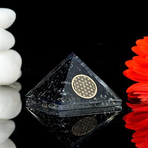 FASHIONZAADI Fekete Turmalin Orgon Virág az Élet Piramis | Pozitív E-Energia Generátor | Kézzel készített Természetes Kő,