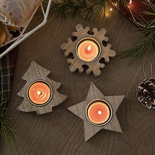 3 Karácsonyi Tealight gyertyatartó Dekoráció Fa Csillag, Hópehely Alakú, gyertyatartók, karácsonyfa teamécses Birtokosai