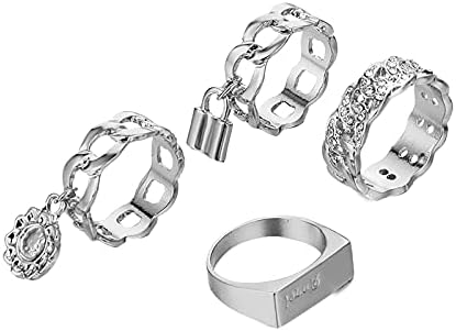 Király Gyűrűk Tizenéves Fiúk Szorongás Forgó Gyűrű Gyémánt Gyűrű Kreatív Lock-alakú Üreges Személyre szabott Beállítása Gyűrűk