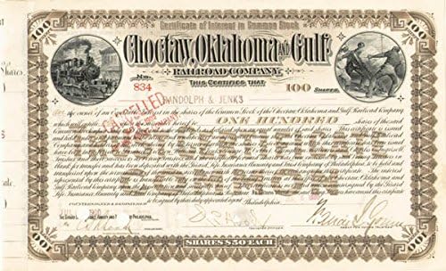 Choctaw, Oklahoma, valamint Öböl-Vasút - Raktáron Bizonyítvány