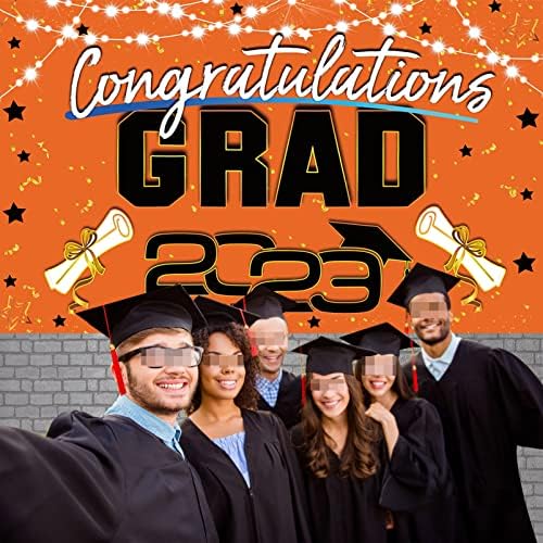 AUBAO Érettségi Hátteret Banner Narancssárga Nagy Congrats Grad Parti Kellékek Dekoráció, Fotózás Hátteret 2023 Érettségi