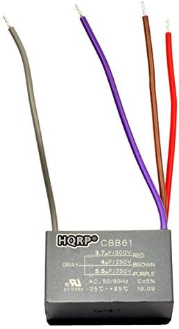 HQRP 2-Pack Mennyezeti Ventilátor Kondenzátor CBB61 3.7 uf+4uf+5.5 uf 4-Vezetékes