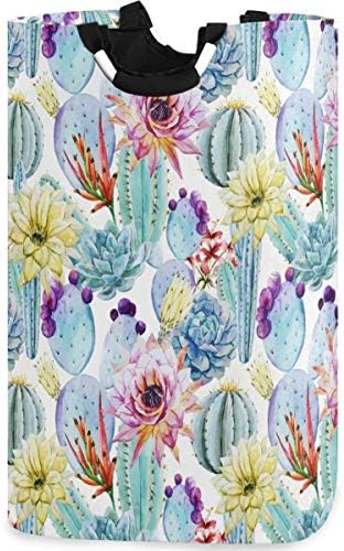 visesunny Összecsukható Kosárban Akvarell Kaktusz Minta Virágok Tüskés Nagy Szennyesben fogantyúval Játékok, Ruházat Szervezet
