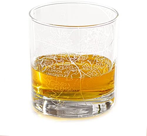 RESSCU Clemson Lézer Gravírozott Térkép Whiskys Üveg, Egyedi Ajándék, City Térkép Üveg, Ajándék doboz