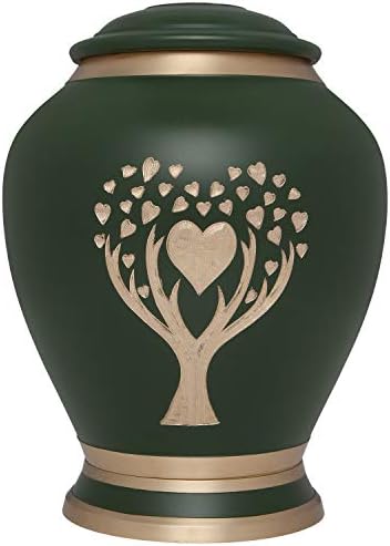 Zöld Hamvasztás Urna az Élet Fája által Liliane Emlékművek - Urnák az Emberi Hamu Marad - Réz - Alkalmas Temetés, Temető,