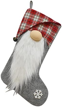 Karácsonyi Gnome Harisnya, 19 hüvelyk 2 Csomag Buffalo Ellenőrizze, Kockás Karácsonyi Harisnya svéd tomte barátja 3D Mikulás