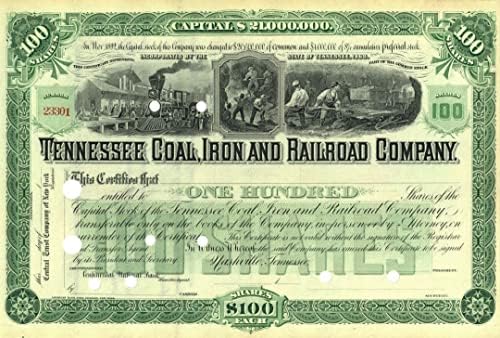 Tennessee Szén, Vas, Vasút Zrt. - 1890-es évek Adott Vasúti Raktáron Bizonyítvány