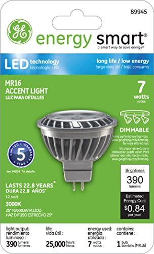 A GE Lighting 89945 Energia-Smart LED 7 wattos 390-Lumen MR16 Izzó Közepes Bázis, Meleg Fehér, 1-Csomag