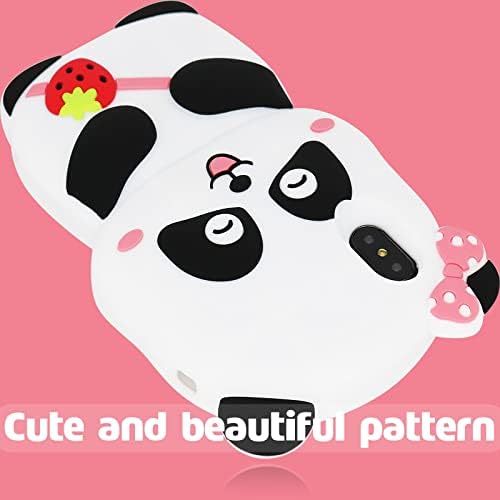 Cabottser Aranyos iPhone X/Xs / 10 / 10-es Panda Esetben, 3D-s Rajzfilm Mosoly, Fehér, Fekete, Rózsaszín Epres Táska Vicces