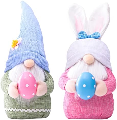 Lucleag Húsvéti Nyuszi Gnome Dekorációk, Aranyos Rabbit Mr & Mrs Kézzel Készített Húsvéti Gnome Plüss Manó Dekor, Tavasz,