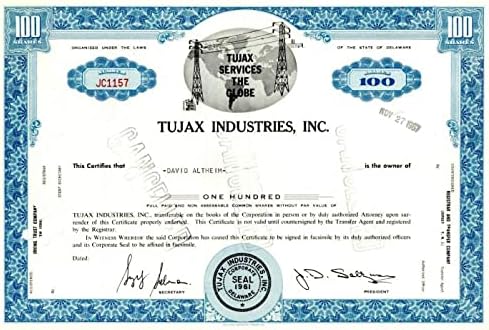 Tujax Industries, Inc. - Raktáron Bizonyítvány