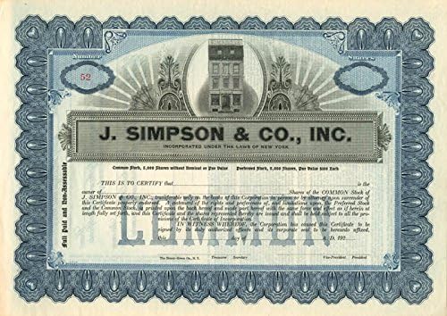 J. Simpson-Co, Inc. - Raktáron Bizonyítvány