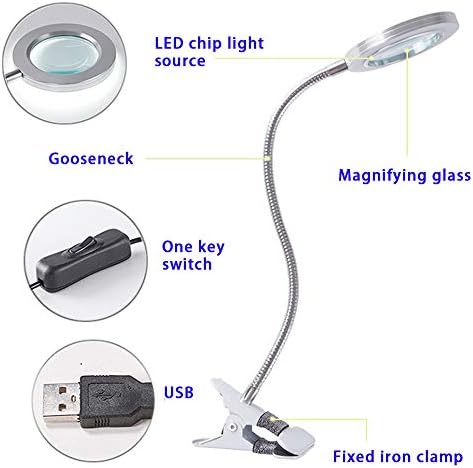 8X-os Nagyító Lámpa Fényt, USB Powered LED-es Nagyító, Csipesz, az Asztal Olvasás Kézműves Varrás Hobby Javítás vagy Workbench2