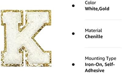 ZOOX Fehér Egyetemi Csillogó Levelet Chenille Első Patch Öntapadó Matrica 2.25 Magassága (K)