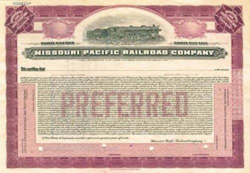 Missouri Pacific Railroad - Raktáron Bizonyítvány