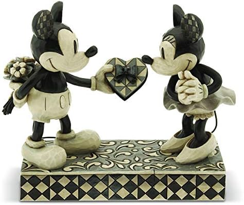Disney Hagyományok által Jim Shore Fekete & Fehér Mickey & Minnie Egér Kő Gyanta Figura, 6