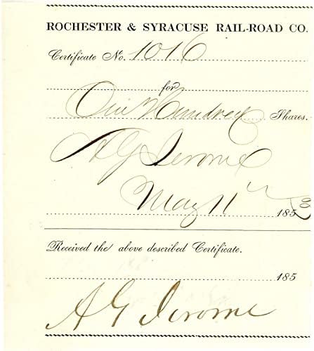 Rochester, valamint a Syracuse-i Vasúti-Közúti Csonk kiadott által aláírt A. G. Jerome - Autogram