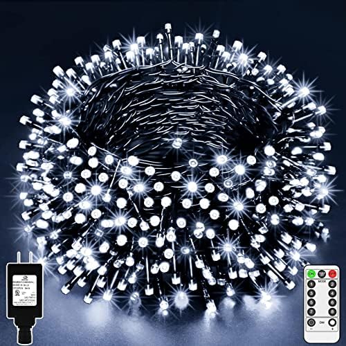 Karácsonyi Kötél Lámpák Kültéri Dekoratív String Villogó Kék Fehér 1000/500 LED 394/196Ft Távoli 8 Módok, IP65 Vízálló a