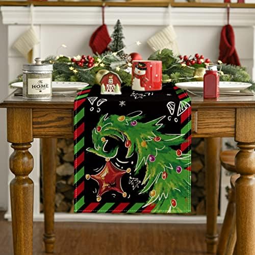 Artoid Mód Csíkos karácsonyfa Csillag Karácsonyi asztali Futó, Szezonális, Téli Konyha, Étkező Asztal Dekoráció Kerti Haza