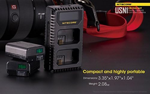 NITECORE USN1 Digitális Dual Slot Utazási Kamera Töltő Sony NP-FW50 Akkumulátor, Kompatibilis a5000, a5100, a6000, a6300,
