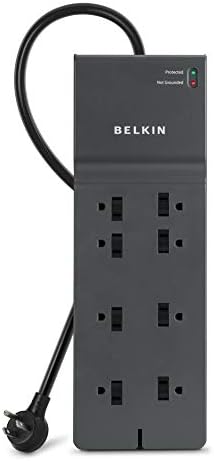 Belkin túlfeszültségvédő elosztó, Fehér (720 Joule) & Power Strip túlfeszültségvédő 8 AC Több Üzletek, 8 láb Hosszú, Lapos