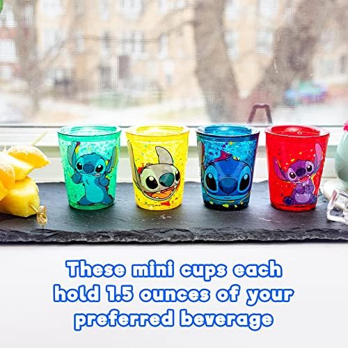Disney Lilo & Stitch Arcok 1.5-Uncia Műanyag Fagy Gél Mini Csésze, Készlet 4 | Szigetelt Hűtés Drinkware Hűtő