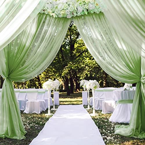Fixwal Zöld Chiffon asztali Futó, 120 Cm Zsálya Zöld Elegáns Puszta Esküvői asztali Futó, Romantikus Asztal Díszek leánybúcsú,