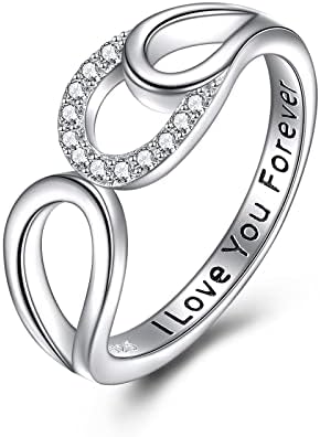 JOERPH Sterling Ezüst, Vésett Szeretlek Örökké Gyűrűk Anya Lánya Gyűrűk, Ékszerek, Ajándékok Együttes Állítható Gyűrű az