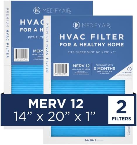 Medify Levegő 14x20x1 Szűrő - MERV 12 HEPA Levegő Tisztítása a Szennyezés, Füst, Allergia, Por (2 Csomag) - Rakott HVAC AC