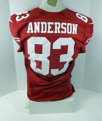 -ban a San Francisco 49ers Busta Anderson 83 Játék Kiadott Piros Mez 44 DP30222 - Aláíratlan NFL Játék Használt Mezek