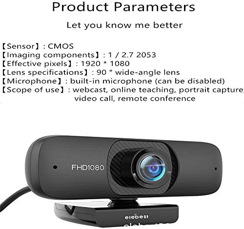 Webkamera Mikrofonnal, 1080p Szépség 360 Szög Elforgatási a Számítógép USB Streaming Kamera
