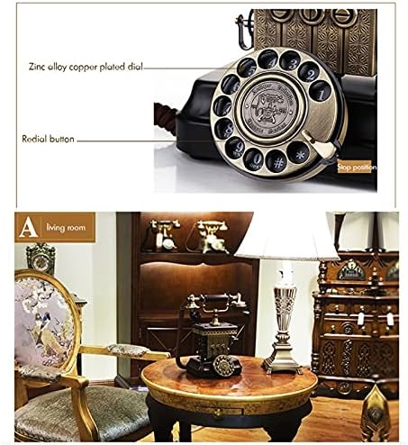 XJJZS Antik Telefon, Klasszikus Vintage, Vezetékes Telefon Európai Vezetékes Telefon, Dekoratív Rotary Dáil Lógó Fülhallgató