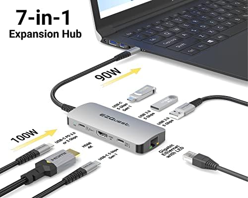 USB-C Multimédia 7 az 1-ben Elosztó HDMI 4K, 100 W USB-C Tápellátás a (FRS) vagy 5Gbps Adatok, 2 x USB-C Port, 2 x USB-A
